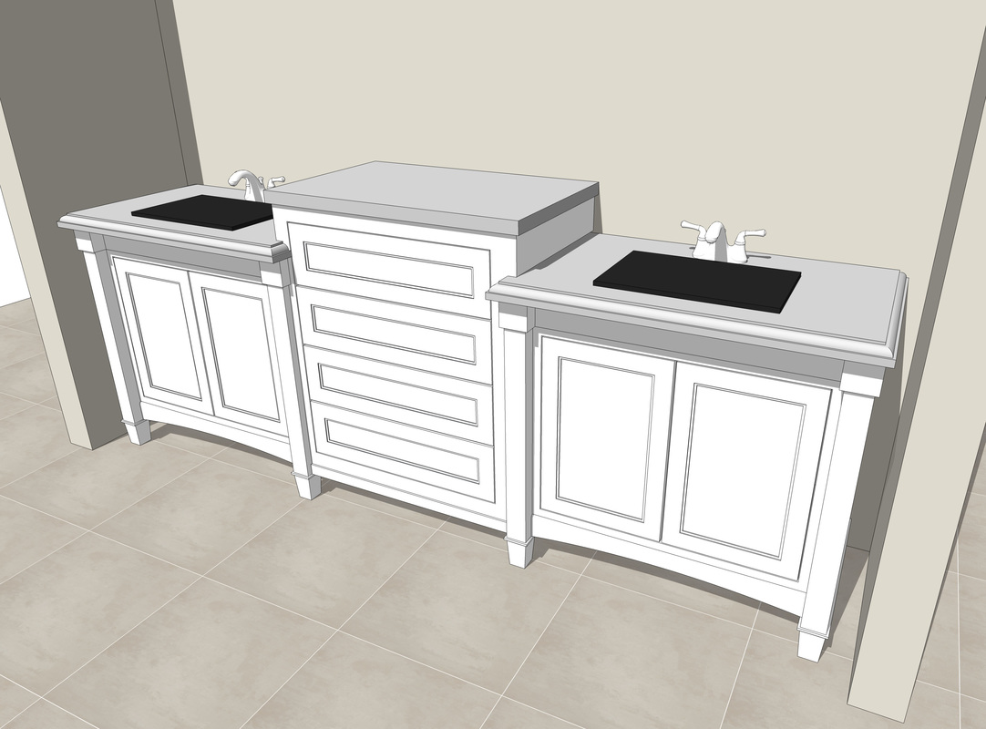 sketchup models of undercounter bathroom sinks with faucets