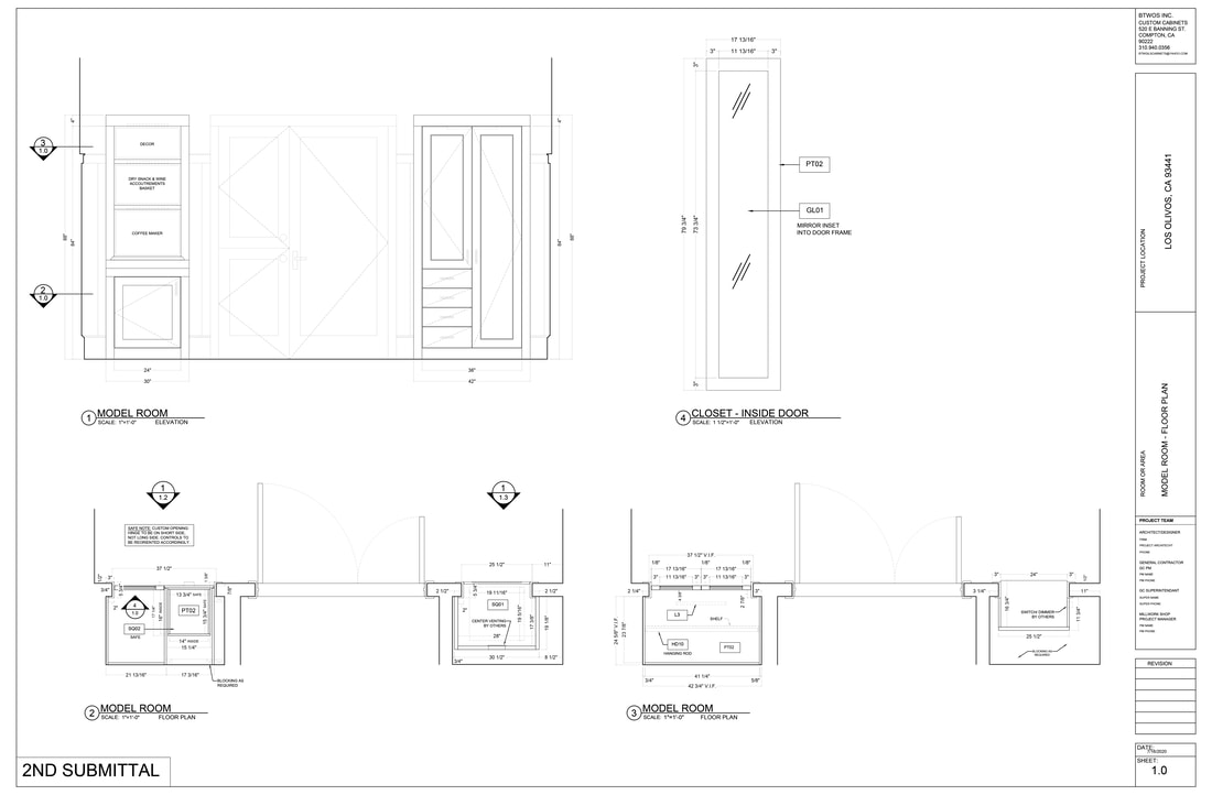Architectural AutoCAD millwork cabinetry Shop Drawings services Washington