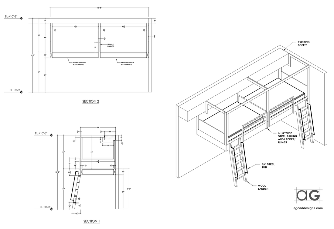 custom bunk bed millwork architectural shop drawings residential homes service Kentucky
