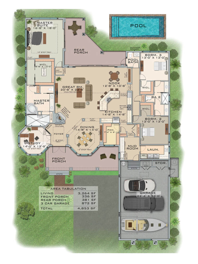 2D Photoshop color floor plan service marketing real estate outsource cad drafting services