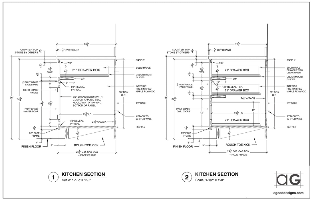 Interior design house millwork shop AutoCAD drawing details sections service USA