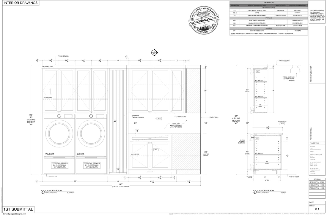 Interior design Laundry room CAD Drafting Drawing services Ontario Canada