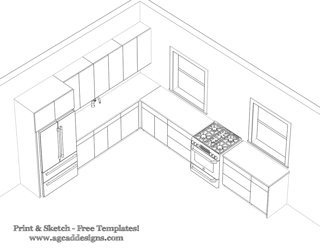 free architecture templates kitchen design - 3d rendering