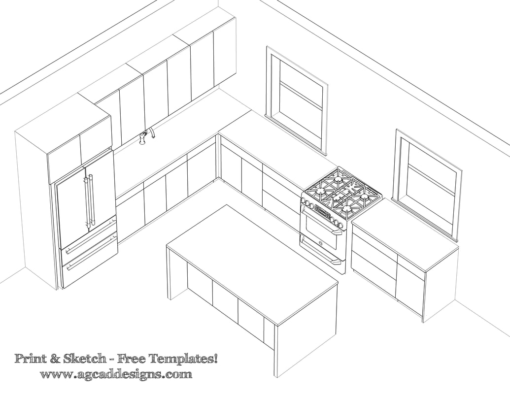 free architecture templates kitchen design - Architectural 3D Rendering
