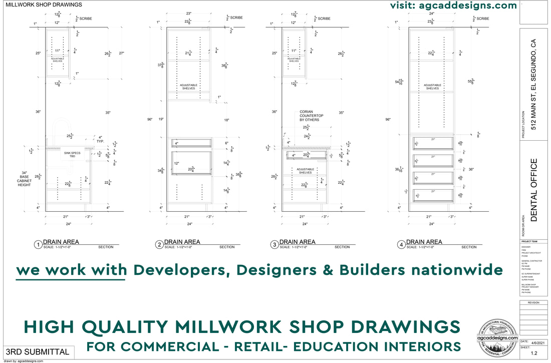 Retail interior AutoCAD Drafting Millwork Casework Shop Drawing services in Tennessee_South Carolina_Kentucky_Virginia