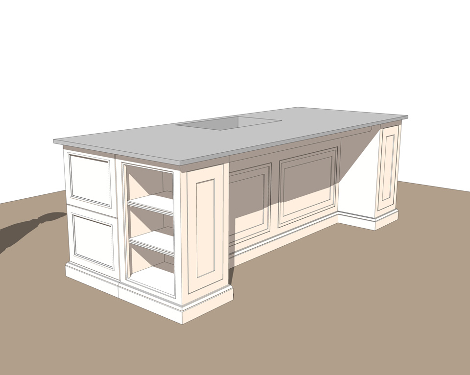 Free Interior Kitchen Island- SketchUp Model_#2
