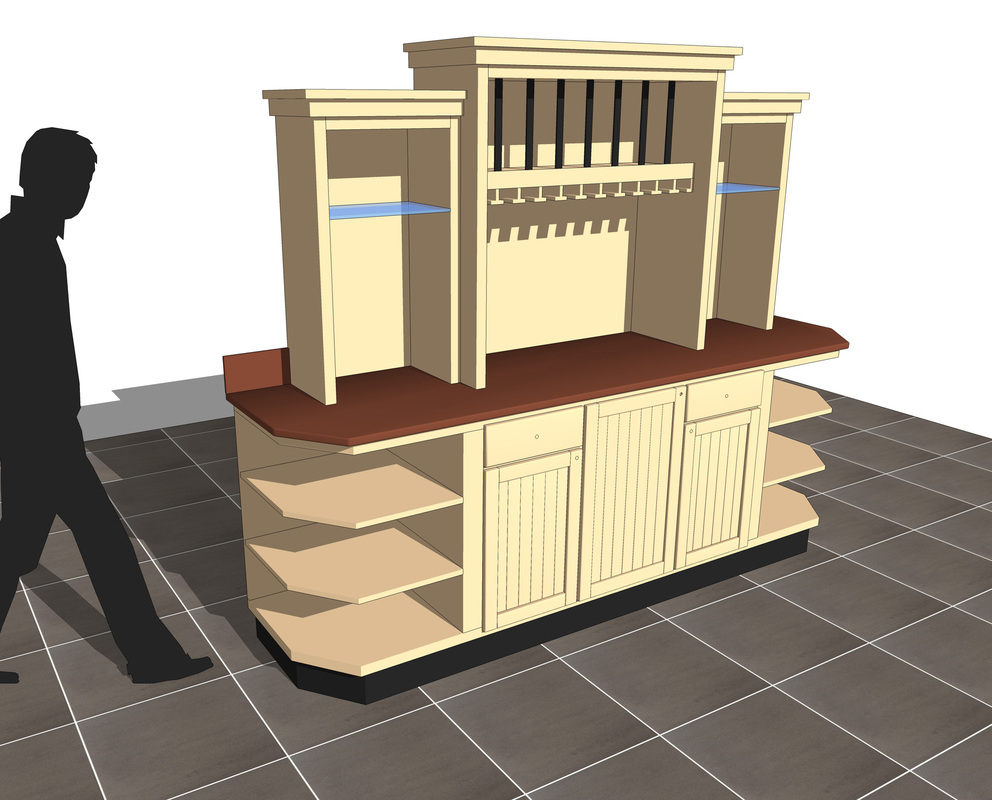 Restaurant Wine Counter w/fridge_free 3d sketchup model__interior design_#1