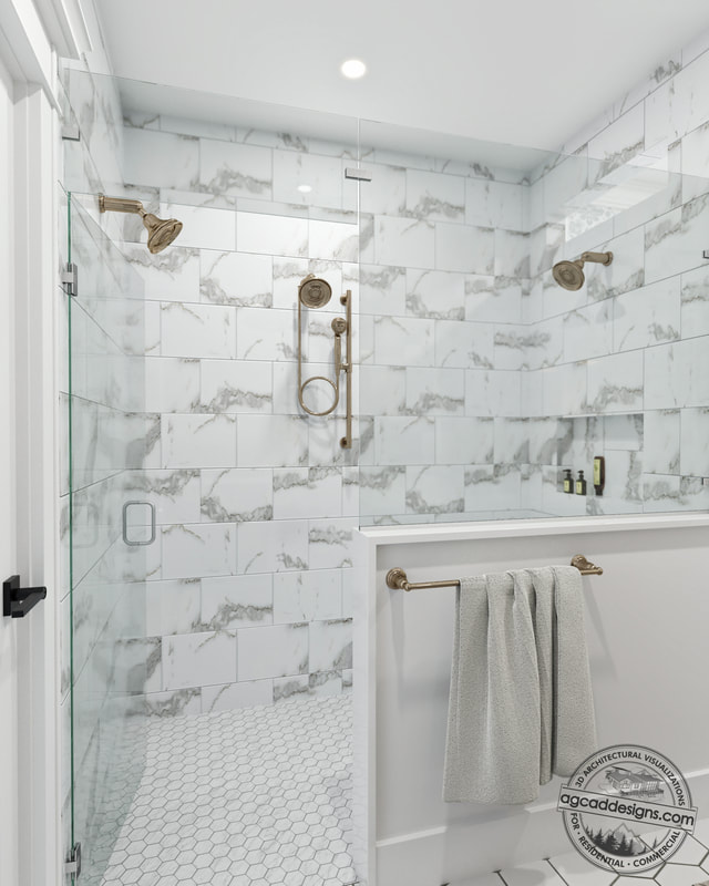 3D luxury bathroom shower rendering
