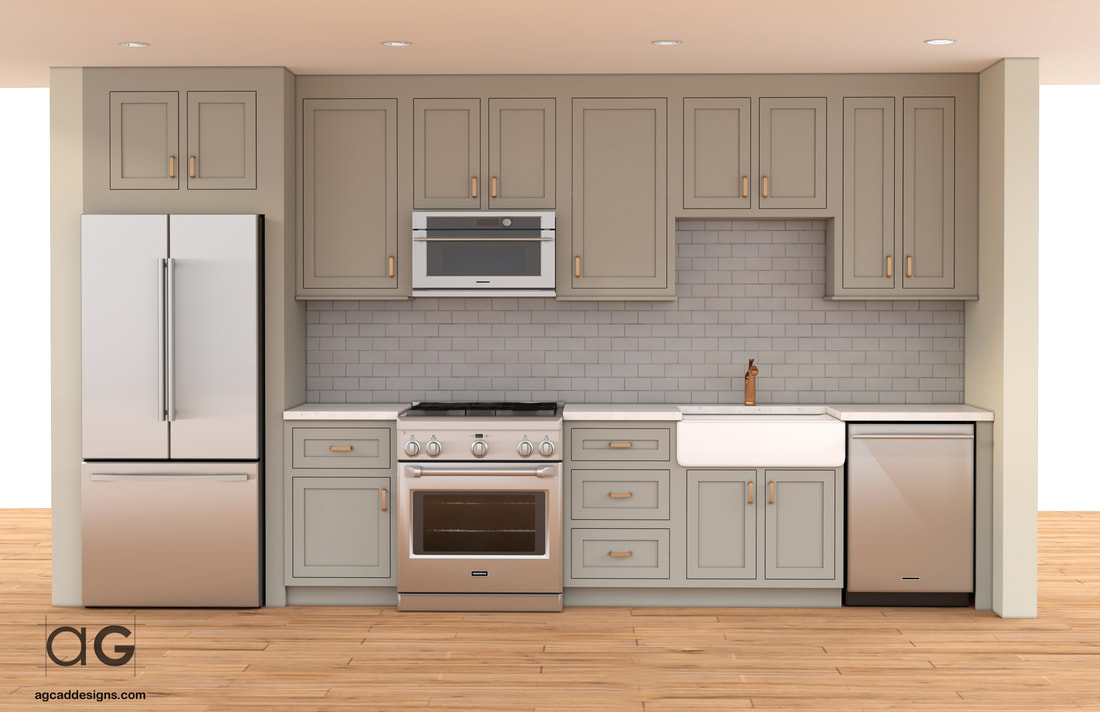 3D Interior Kitchen Rendering CAD Drafting Service