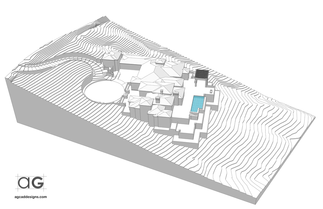 3D CAD House Site Plan Slope terrain service USA