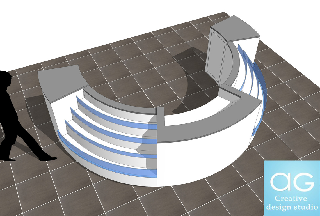 3D Modeling retail custom counter fixture design CAD drafting draftsman service 
