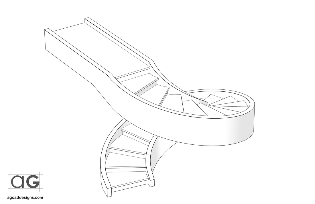 architectural Custom stairs shop drawing interior design concept rendering design service missouri