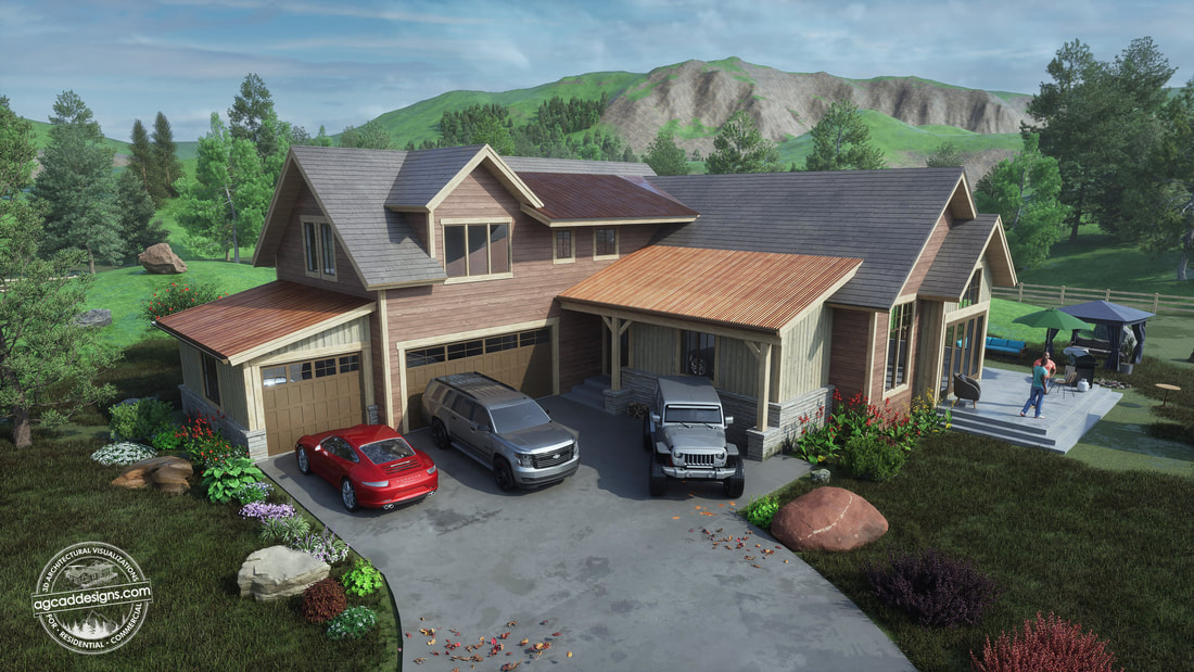 Architecture Home Design 3D illustration services_Mountain Ski Retreat Northern California 