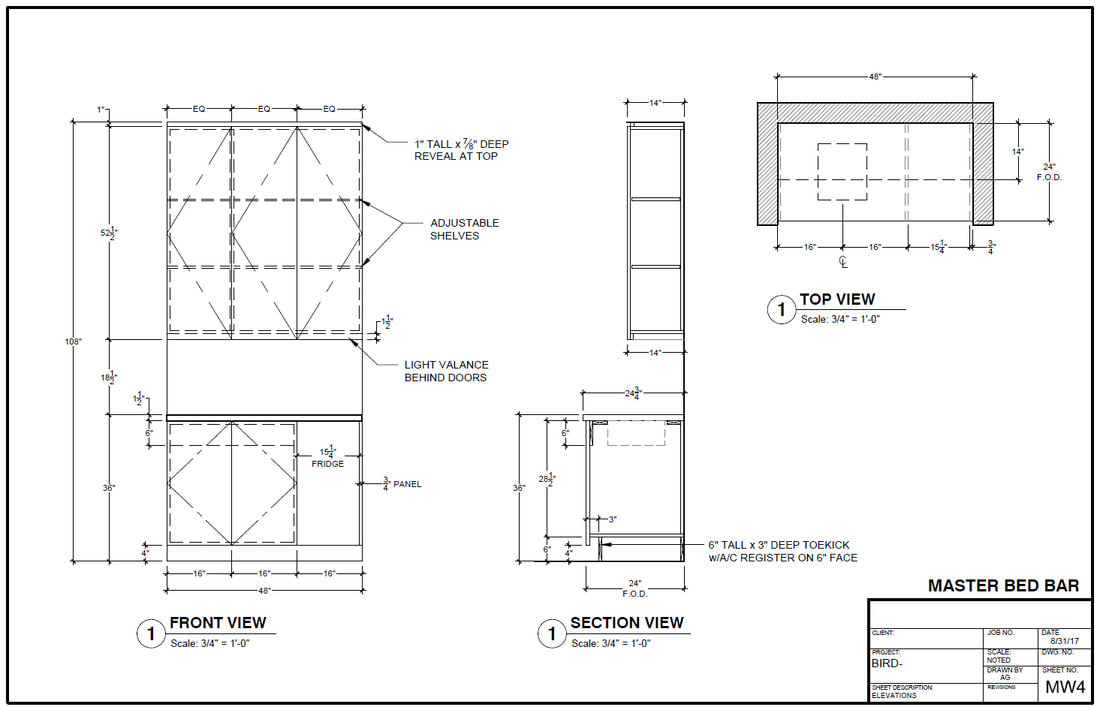 Bar counter section details CAD Shop drawing service California USA
