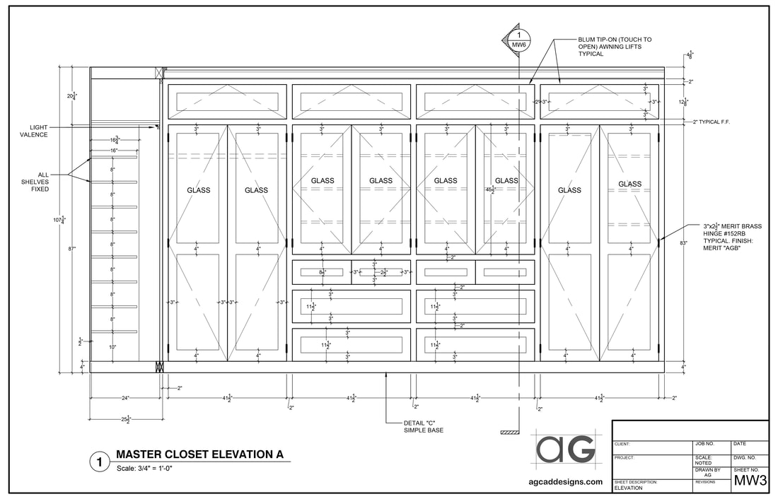 Master Closet CAD awi architectural millwork Shop Drawing drafting outsource online services details company in the US