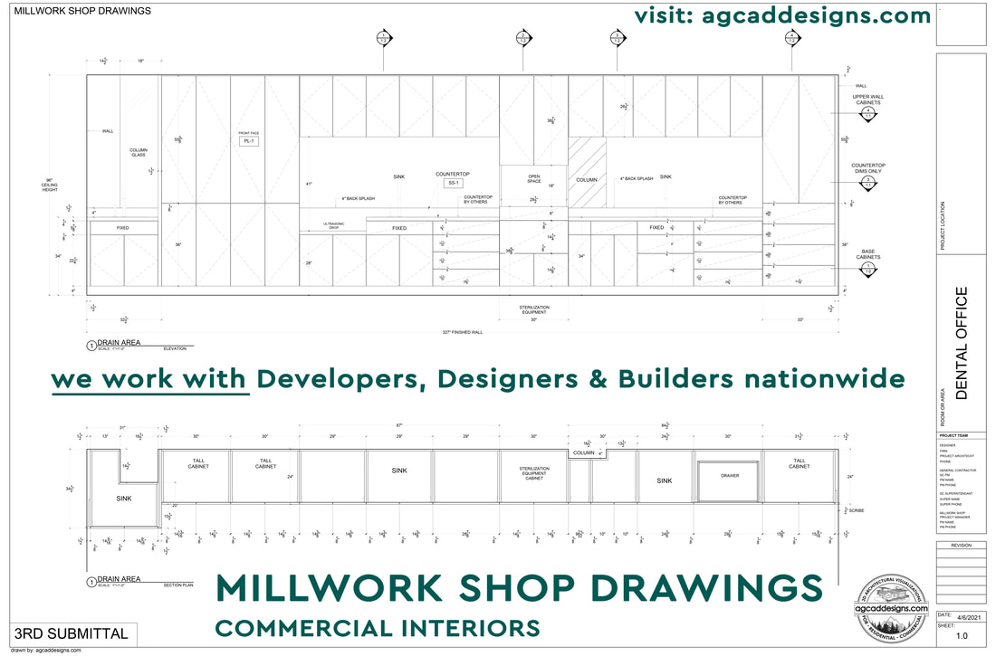 Commercial AutoCAD Drafting Millwork Casework Shop Drawing services in Idaho_Montana_Washington_Colorado