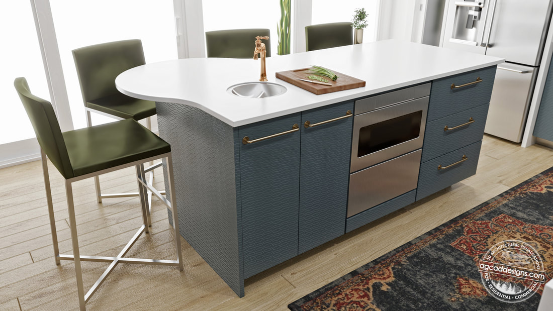 Custom kitchen island 3d interior design services high quality