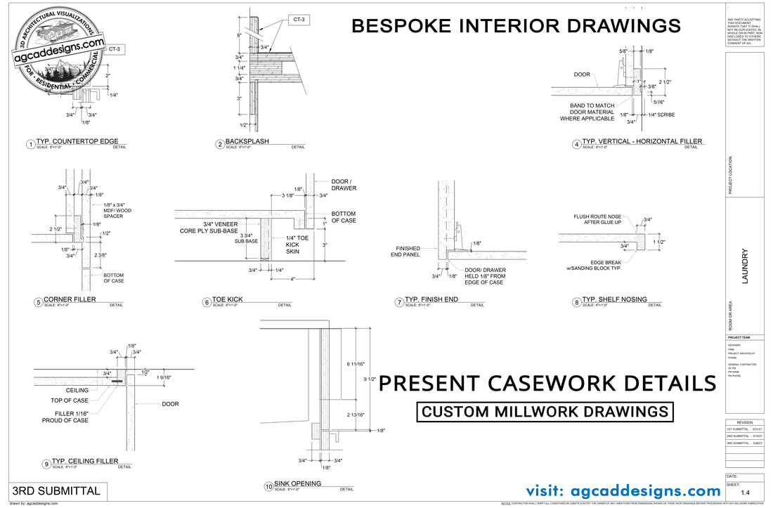 Bespoke Custom Interior Millwork drafting Casework Shop Drawing details services in Utah and Nevada