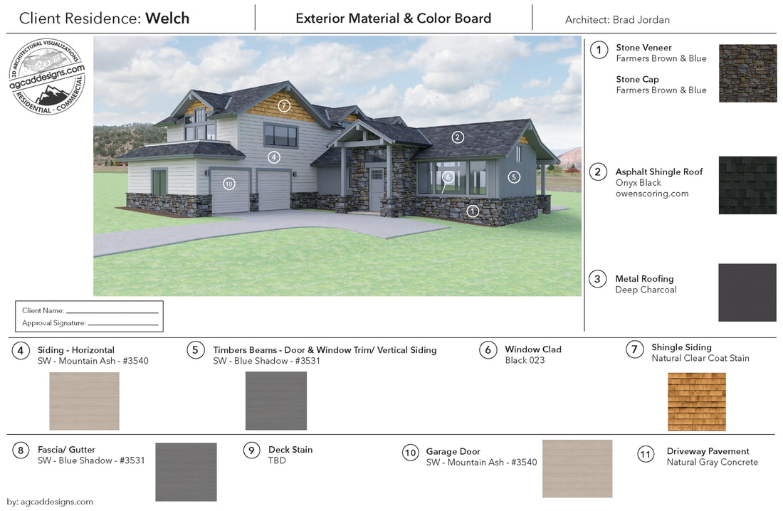 Exterior Material Color Board architectural rendering visualizations services Silverthorne co company