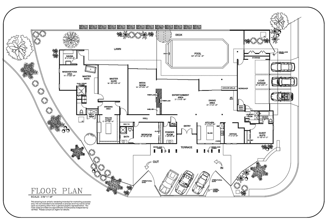 Real estate event venue color floor plans  and 2D 