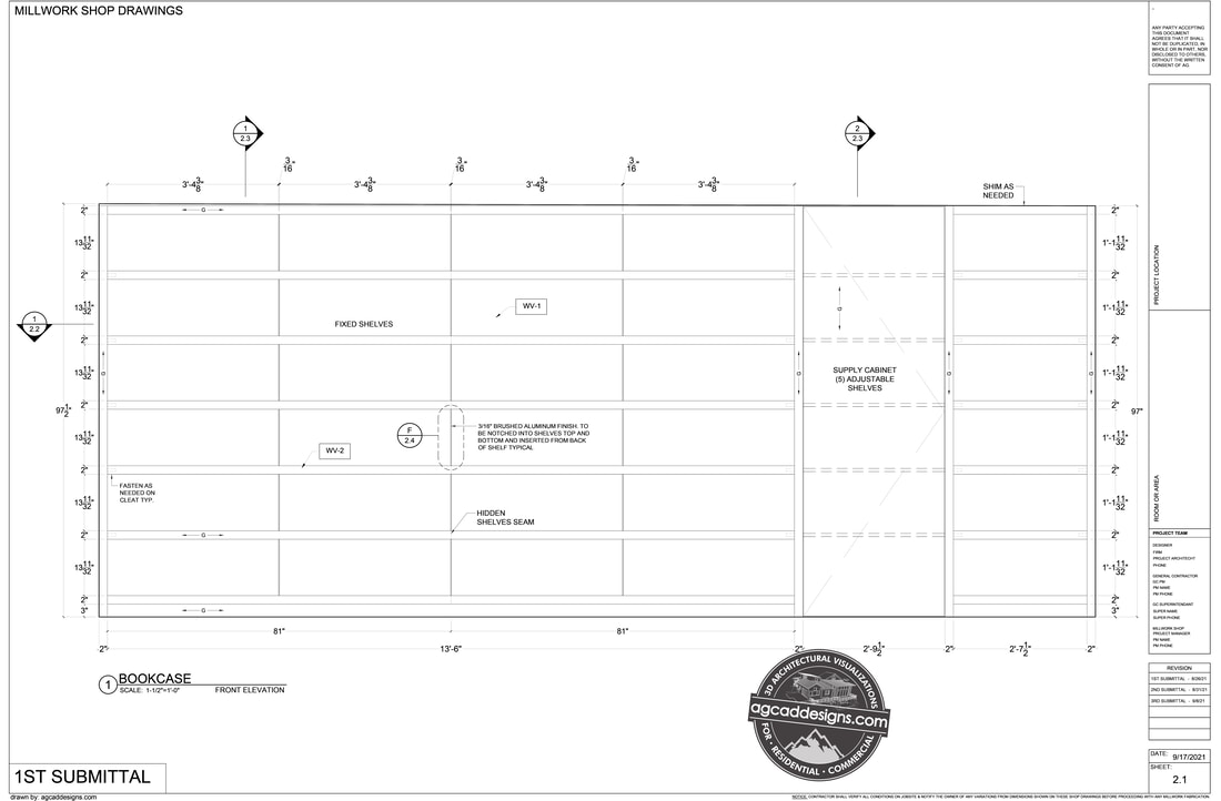 Florida Interior Office design millwork custom elevation CAD Shop Drawing services 3D AutoCAD SketchUp