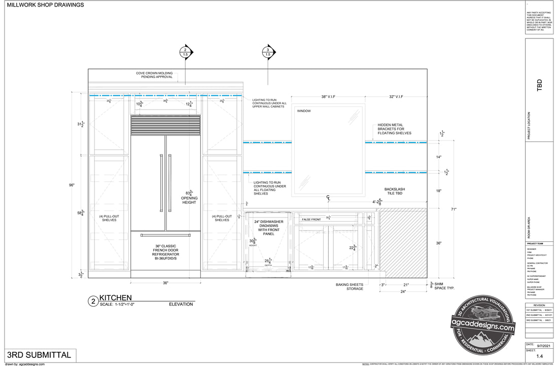 Florida Kitchen Elevations casework CAD Shop Drawing services 3D AutoCAD SketchUp