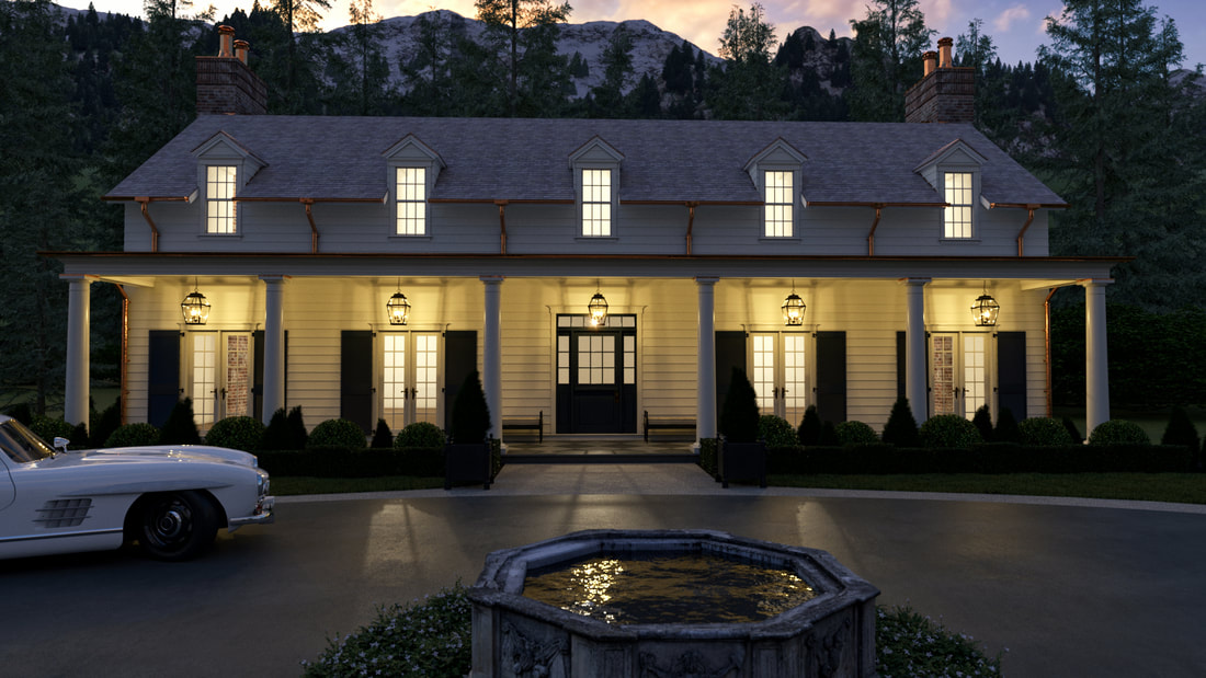 high quality architecture classic washington residence exterior 3d rendering services