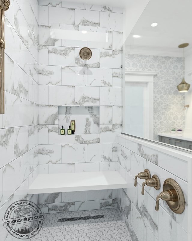 High quality interior bathroom shower 3d renderings