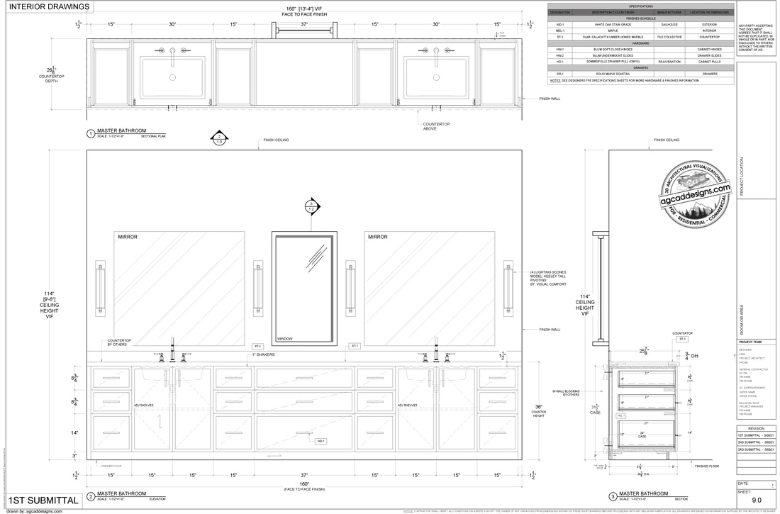 Interior design Master Bathroom CAD Drafting Drawing services Quebec Canada