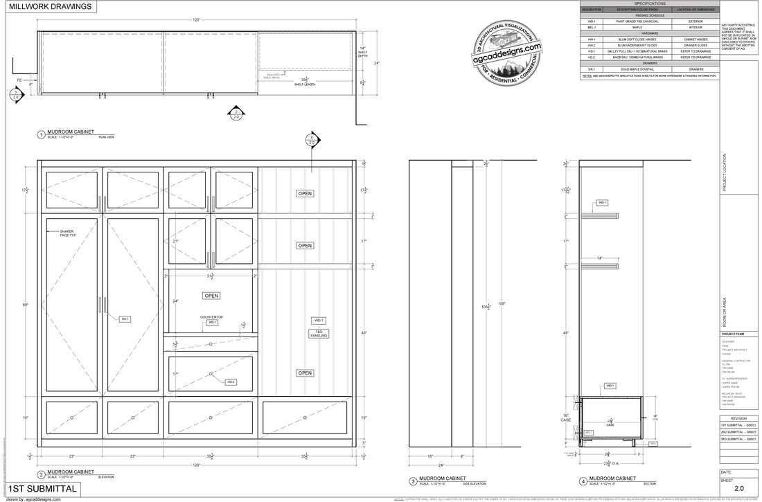 Interior design Mudroom CAD Drafting Drawing services British Columbia Canada