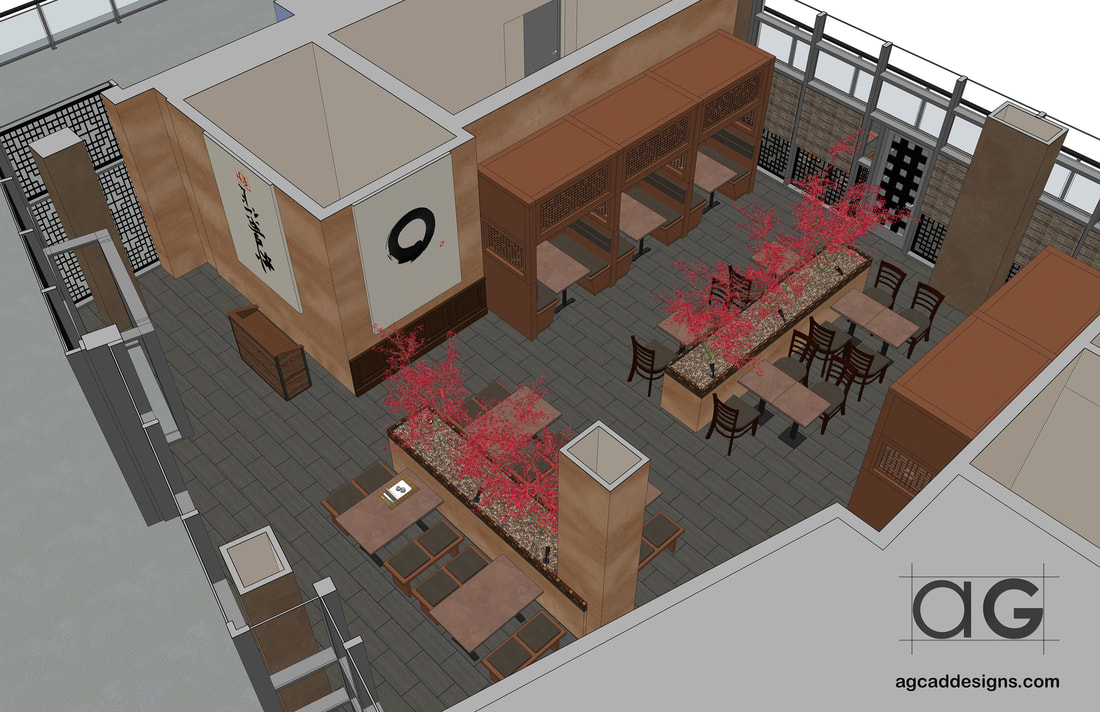 restaurant Interior design sketchup 3d floor plan services Texas US
