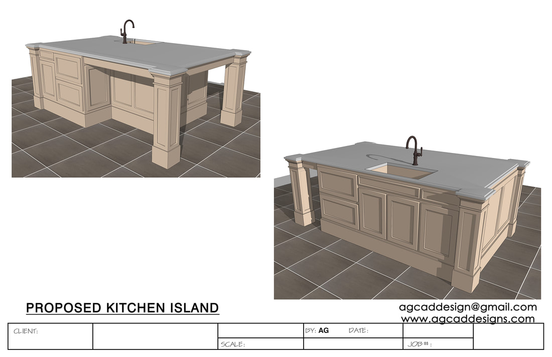 kitchen island design custom drawing service
