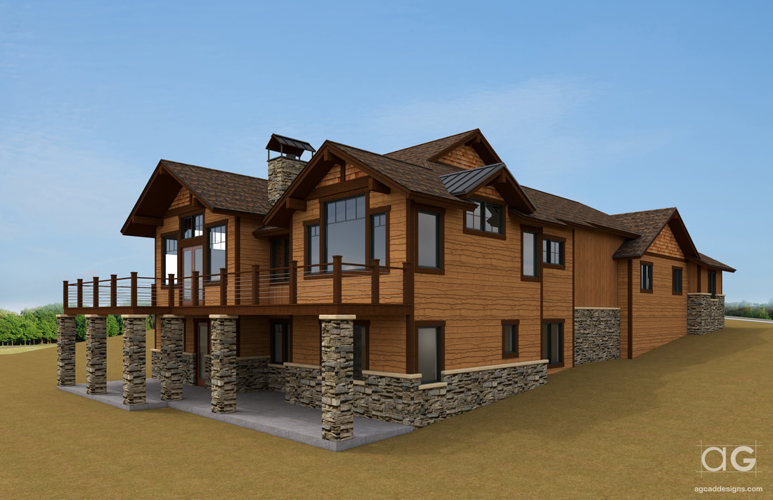 Luxury Mountain Exterior Home 3d architectural rendering design illustration architect Colorado US