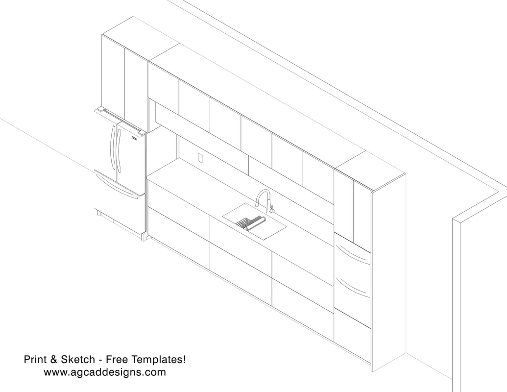 Kitchen cabinet Print & Sketch free interior design templates
