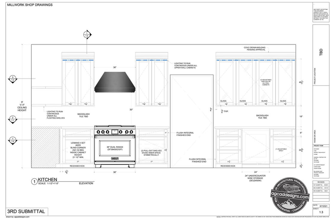 Florida Kitchen casework CAD Shop Drawing services 3D AutoCAD SketchUp