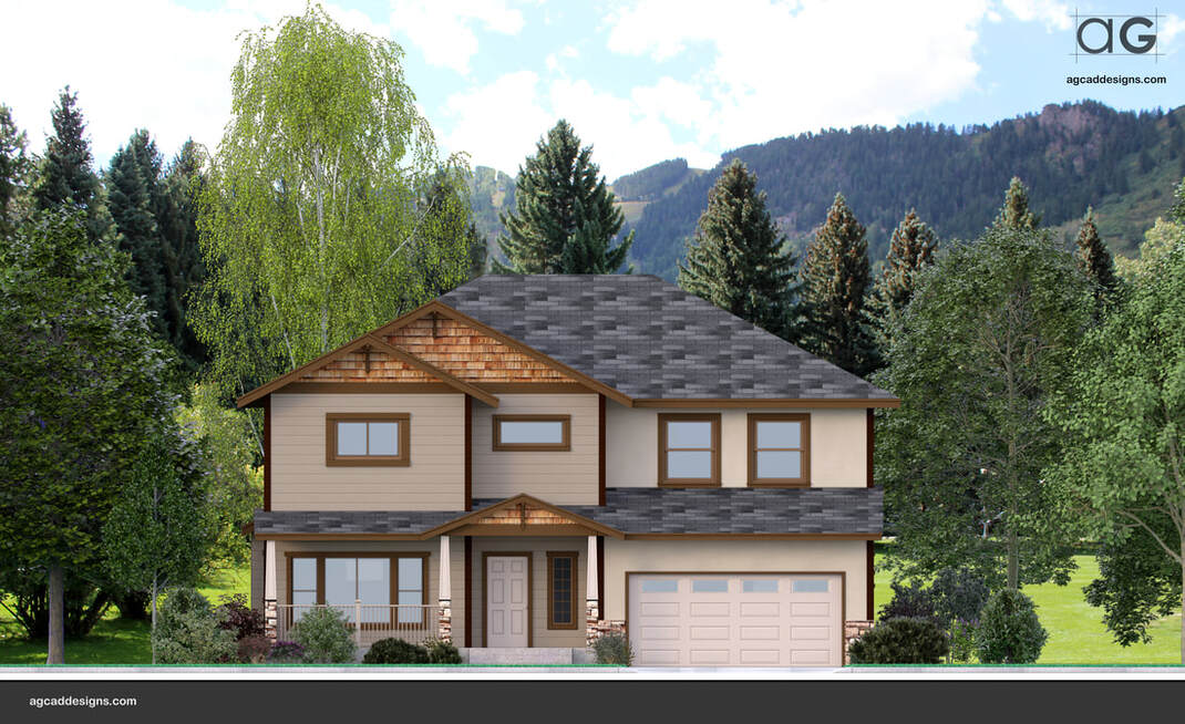 Front View Color 2D architecture Elevation rendering service