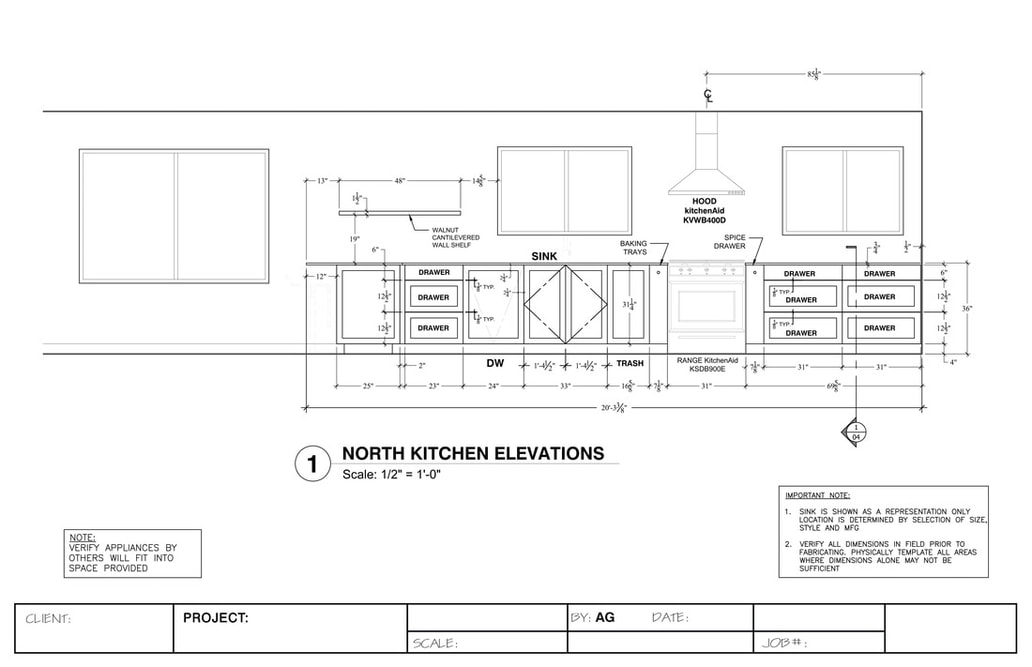 Kitchen elevation shop drawing services interior design