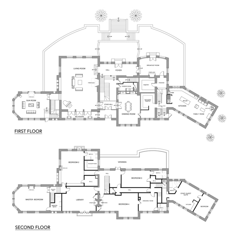 Real estate, event venue color floor plans and 2D