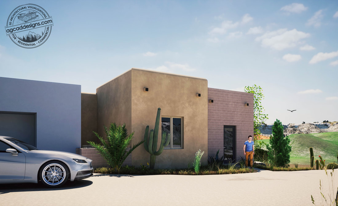 Southern Arizona 3D architectural rendering desert house retreat services