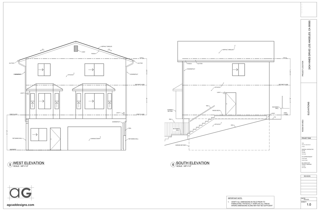 West_South Elevations As-built CAD drafting service